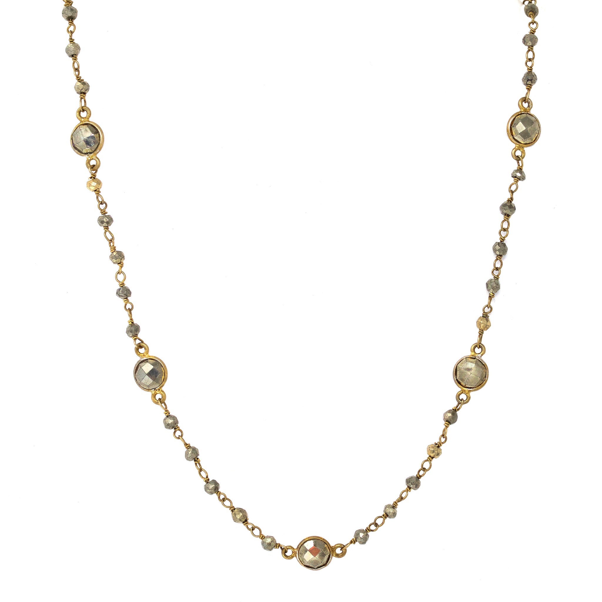 Michel 2mm Coated Pyrite Double Strand Mini Necklace